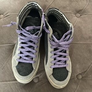 P448 high tops grey with Purple laces size 9